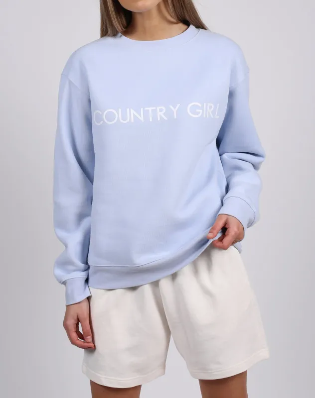 The "COUNTRY GIRL" Classic Crew Neck Sweatshirt in Summer Sky | Monika Hibbs sold by Brunette The Label