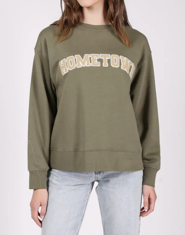 The "HOMETOWN" Step Sister Crew Neck Sweatshirt | Olive made by Brunette The Label