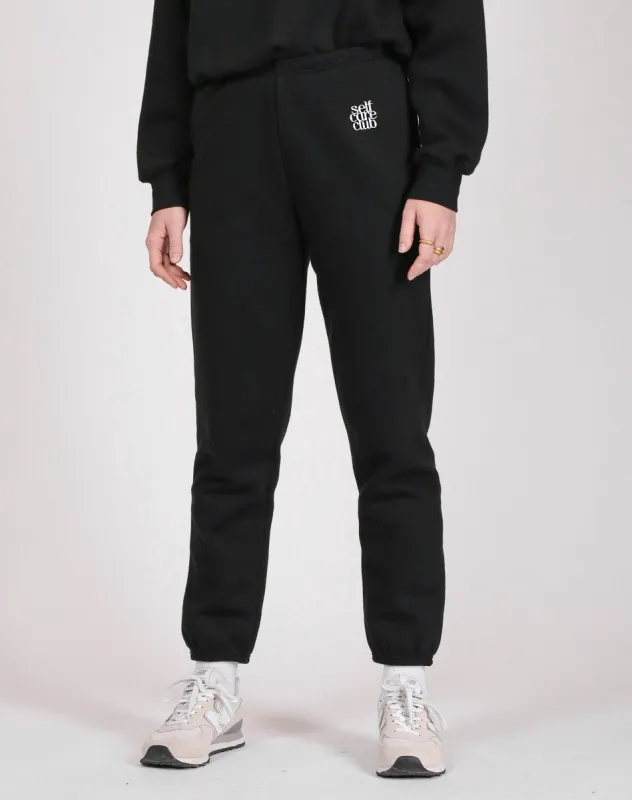 The "SELF CARE CLUB" Best Friend Jogger | Black sold by Brunette The Label