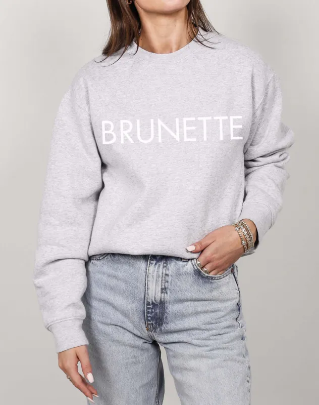 The "BRUNETTE" Classic Crew Neck Sweatshirt | Pebble Grey sold by Brunette The Label