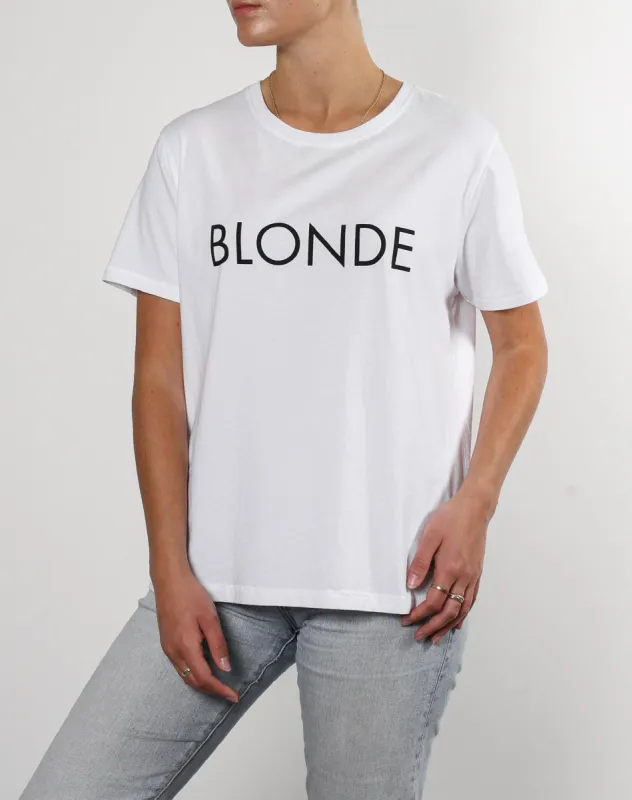 The "BLONDE" Classic Crew Neck Tee  | White sold by Brunette The Label