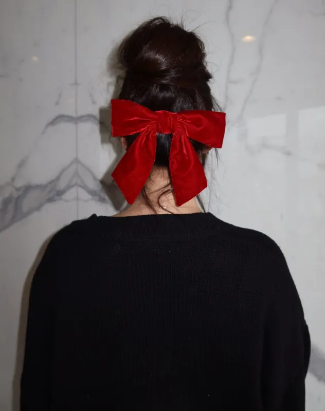 Velvet Hair Bow | Crimson sold by Brunette The Label