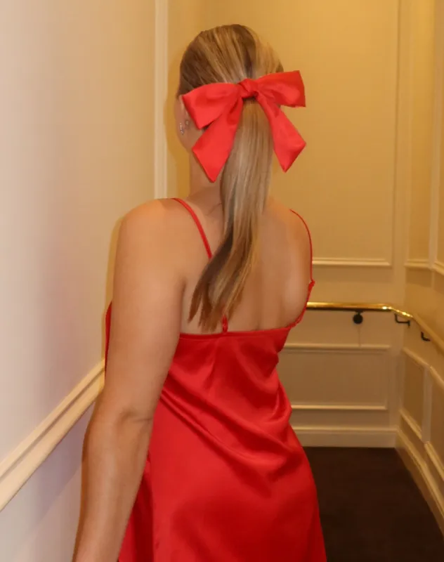 Satin Hair Bow | Crimson sold by Brunette The Label