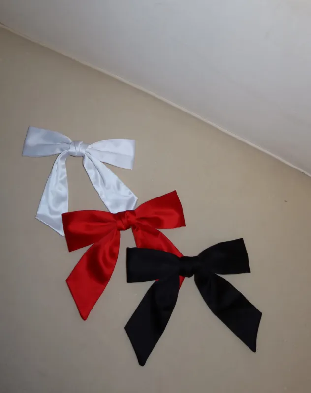 Satin Hair Bow | Black sold by Brunette The Label