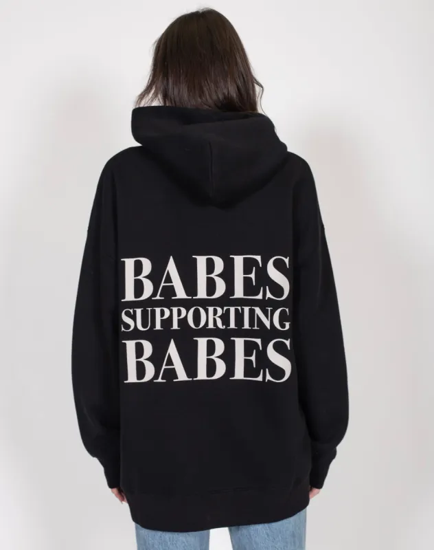 The "BABES SUPPORTING BABES" Big Sister Hoodie | Black sold by Brunette The Label