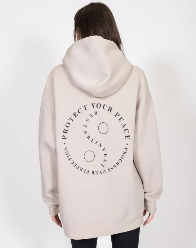 The "PROTECT YOUR PEACE" Big Sister Hoodie | Oyster sold by Brunette The Label