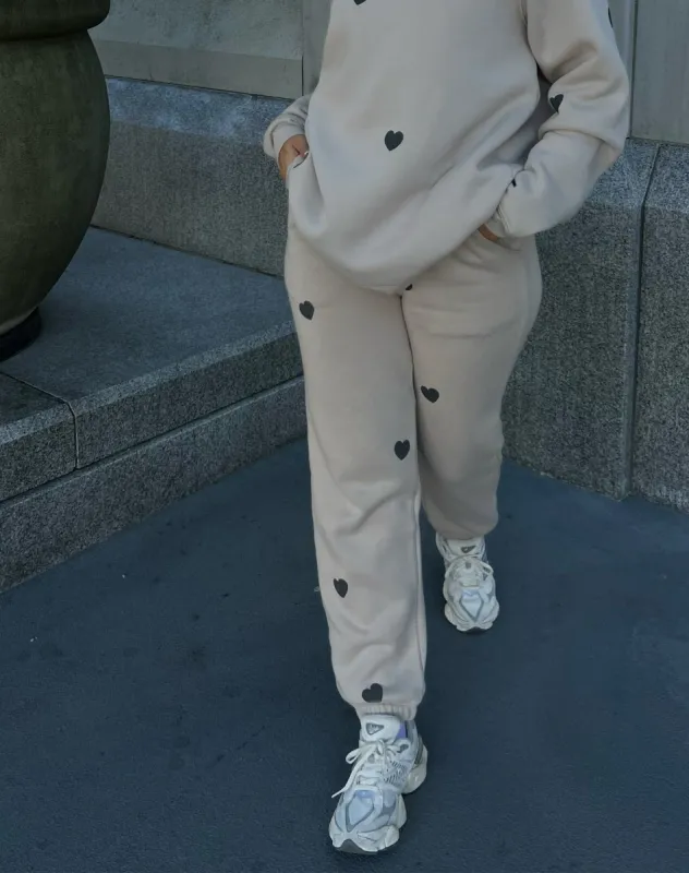 The "ALL OVER HEART" Oversized Joggers | Oyster sold by Brunette The Label