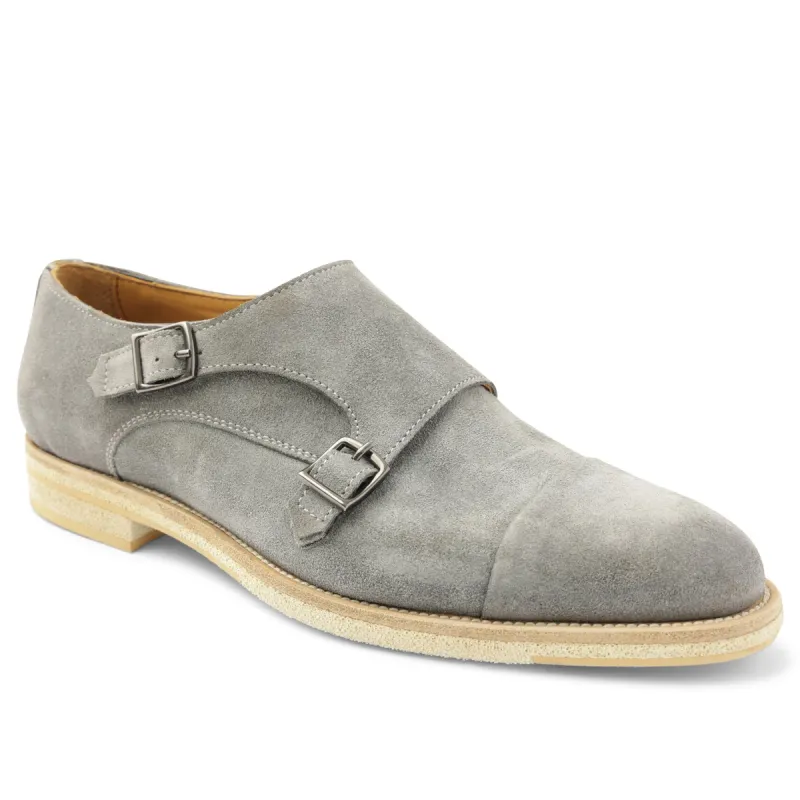 Maurizio Double Buckle Suede Shoe - Grey sold by Bruno Magli