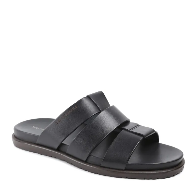 Empoli Leather Slide Sandal - Black sold by Bruno Magli