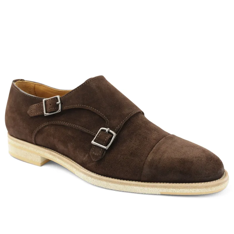 Maurizio Double Buckle Suede Shoe - Dark Brown sold by Bruno Magli