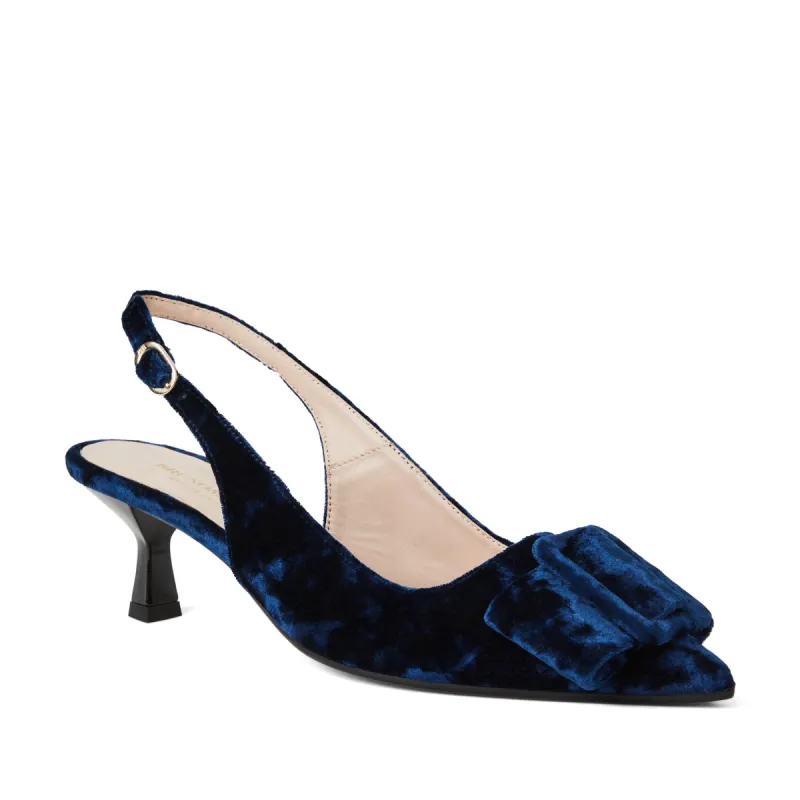 Morena Slingback Pump- Navy Velvet sold by Bruno Magli