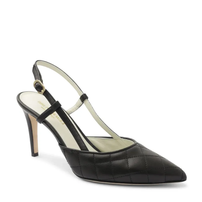 Rosy Quilted Leather Sling Back Pump - Black sold by Bruno Magli