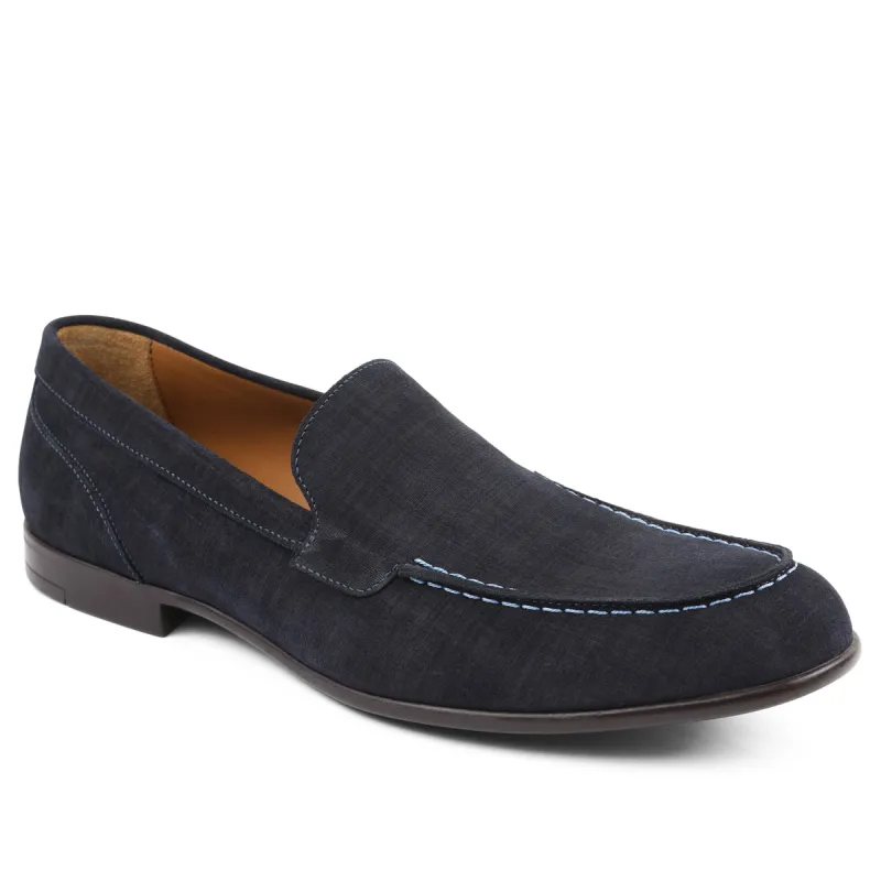 Sino Suede Moc-Toe Loafer - Navy sold by Bruno Magli