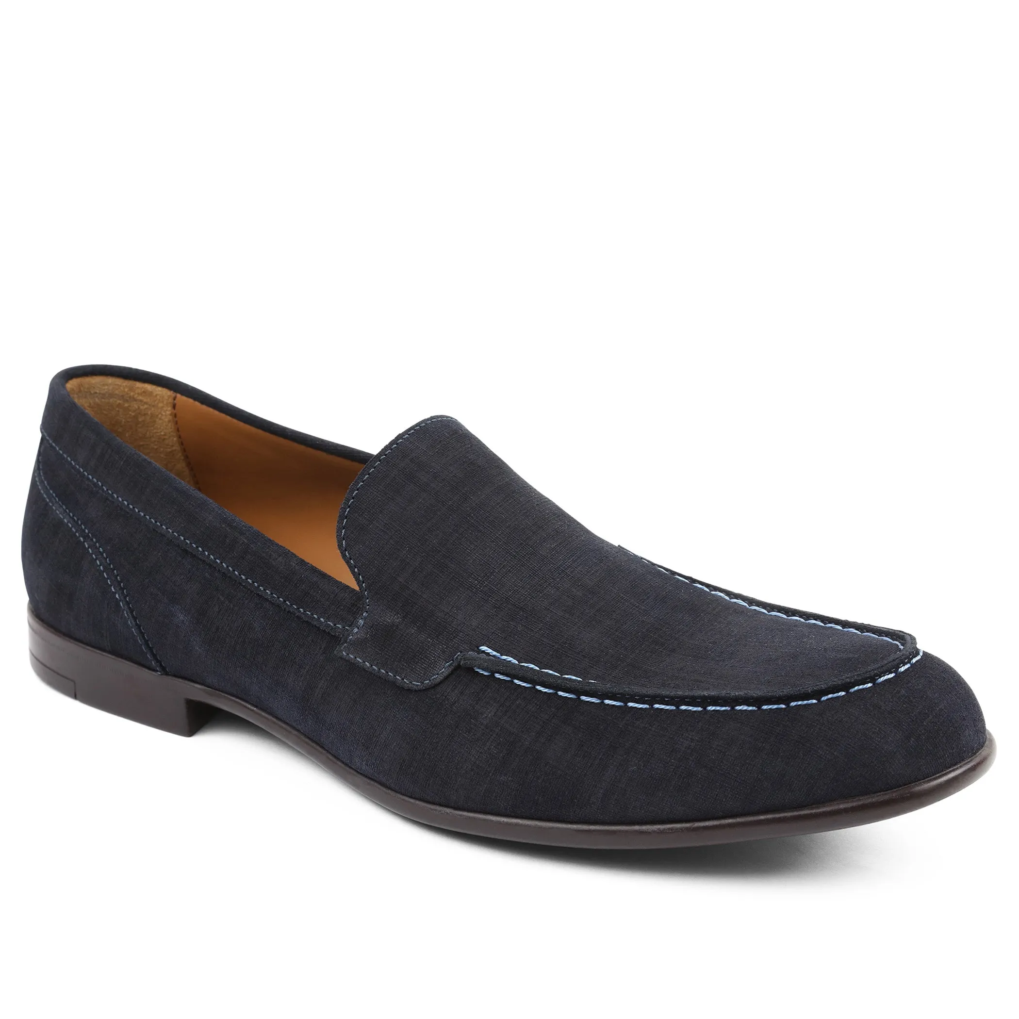 Sino Suede Moc-Toe Loafer - Navy sold by Bruno Magli