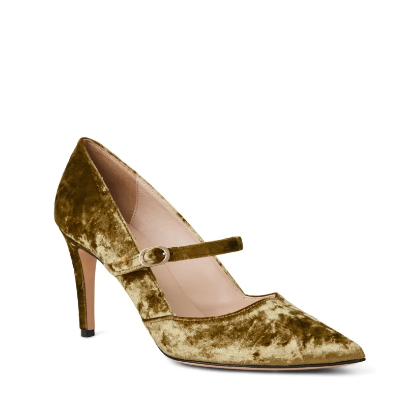 Gemma Mary Jane Pump - Olive Velvet sold by Bruno Magli