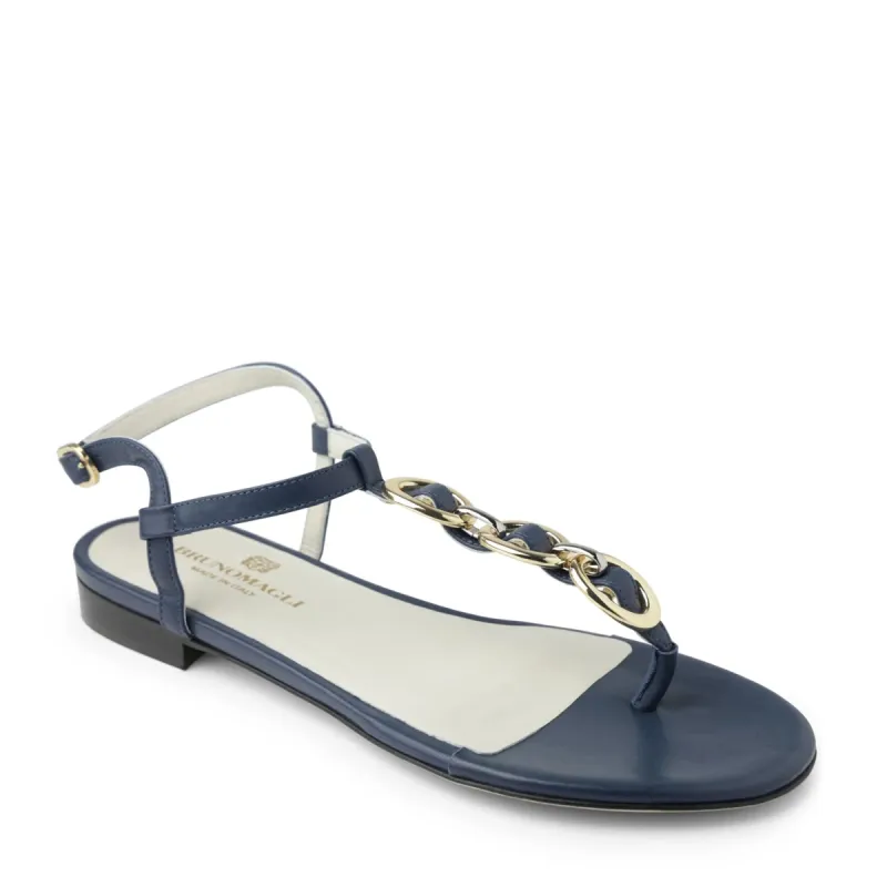 Marina Leather Embellished Thong Sandal - Navy sold by Bruno Magli
