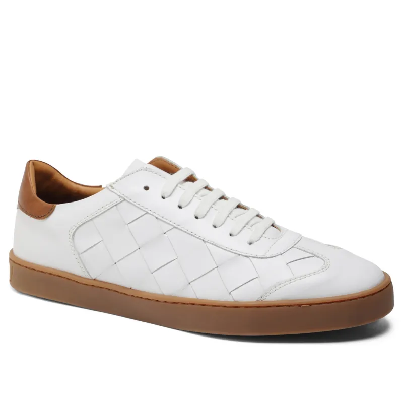 Bono Woven Leather Lace-Up Sneaker - White sold by Bruno Magli