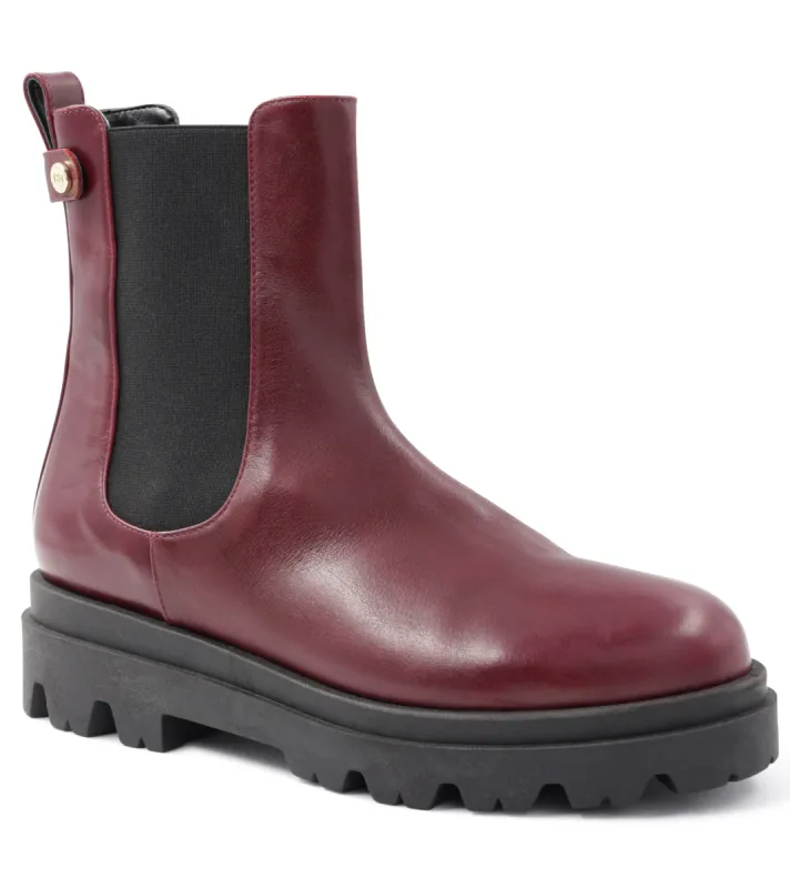 Alma Chunky Leather Chelsea Boot - Bordeuax sold by Bruno Magli
