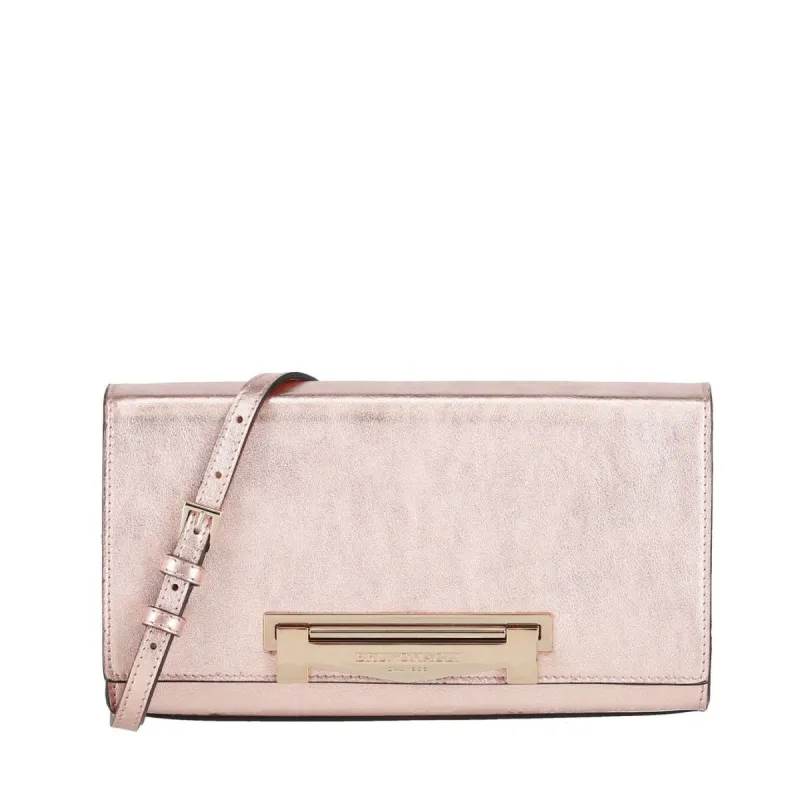 Block M Metallic Convertible Clutch - Champagne sold by Bruno Magli