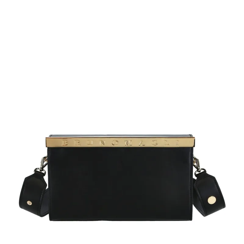 Bar Smooth Leather Tool-Box Clutch - Black sold by Bruno Magli