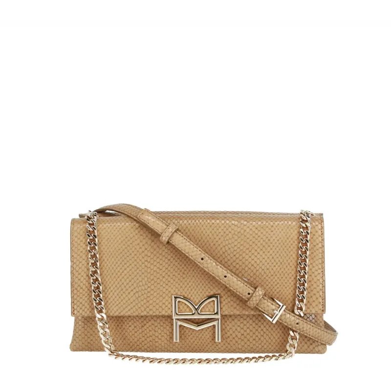 Concertina Snake-Embossed Crossbody Bag - Palomino sold by Bruno Magli