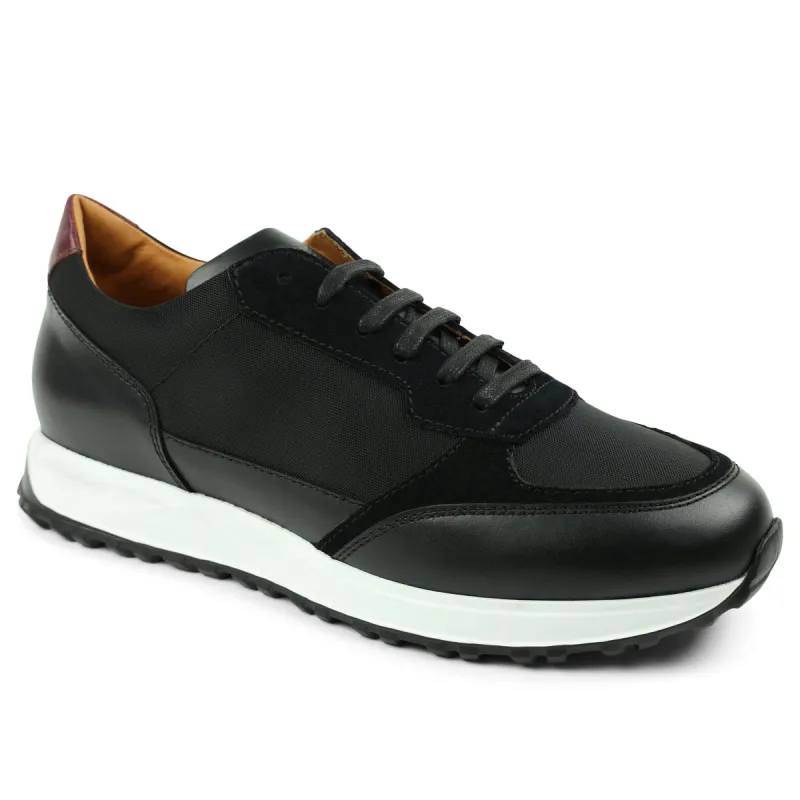 Holden Leather/Nylon Lace-Up Sneaker - Black sold by Bruno Magli