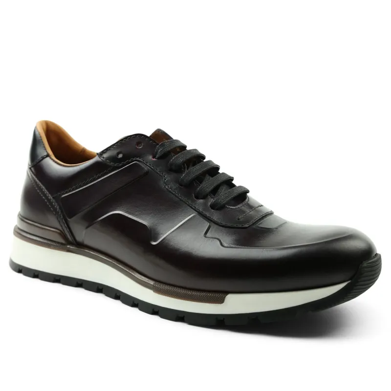Davio Hand-Burnished Leather Sneaker - Bordeaux sold by Bruno Magli