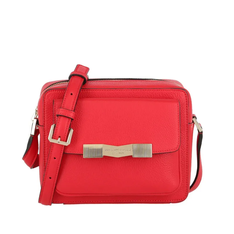 Chiseled M Pebbled Leather Crossbody Camera Bag - Red sold by Bruno Magli