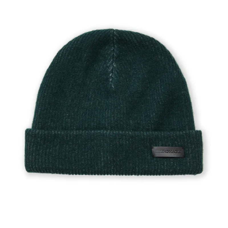 Men's Cashmere 2-tone Ribbed Hat Green sold by Bruno Magli