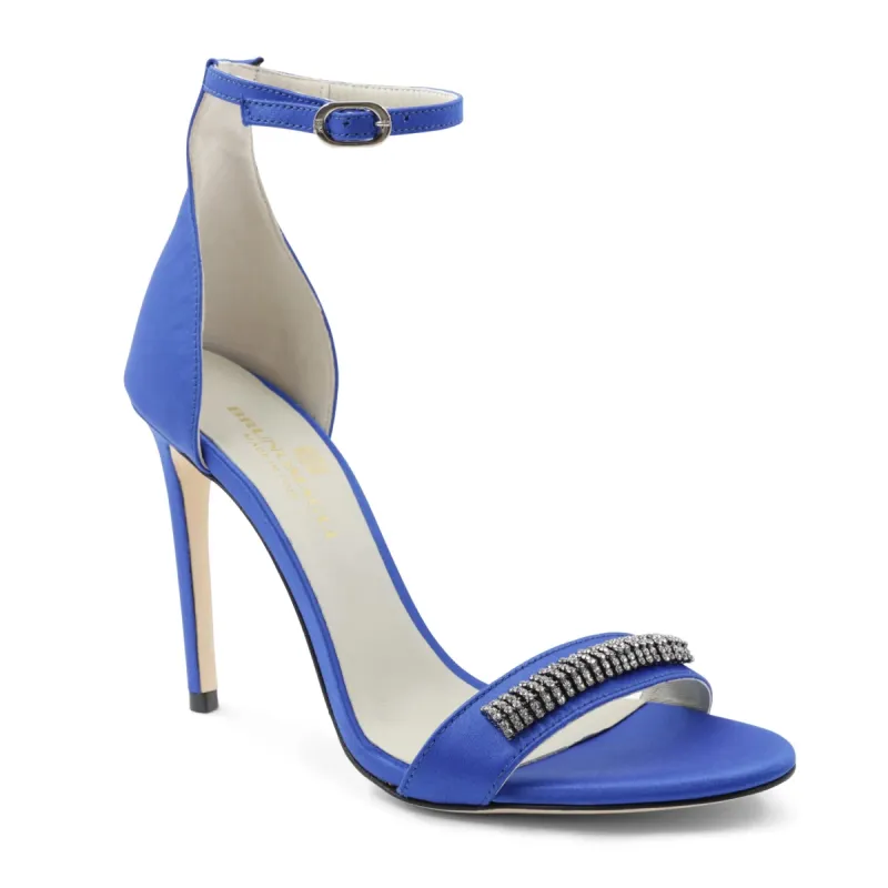 Estelle Embellished Open-Toe Heel  - Blue Satin sold by Bruno Magli