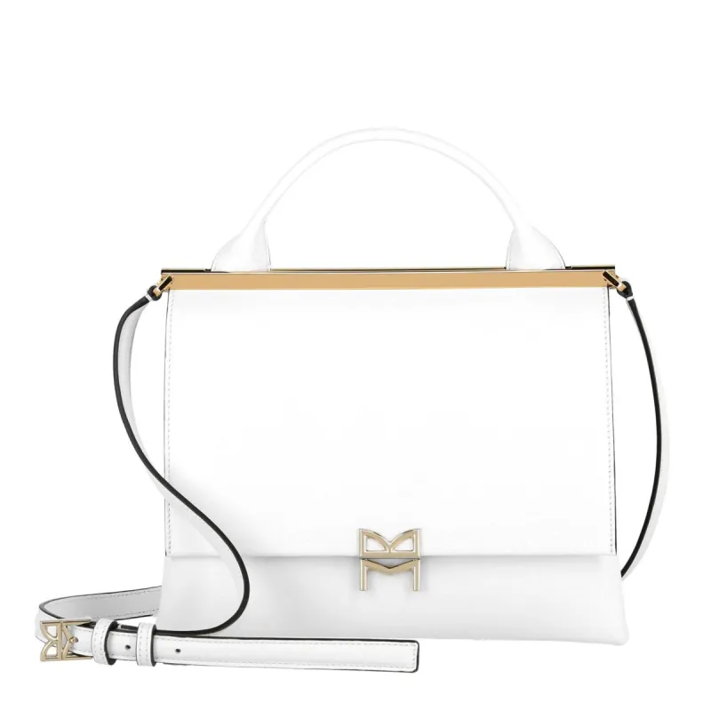 Concertina Top-Handle Satchel Handbag - Talc sold by Bruno Magli