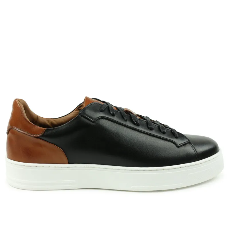 Raffaele Lace-to-Toe Oxford Sneaker - Black/Cognac sold by Bruno Magli