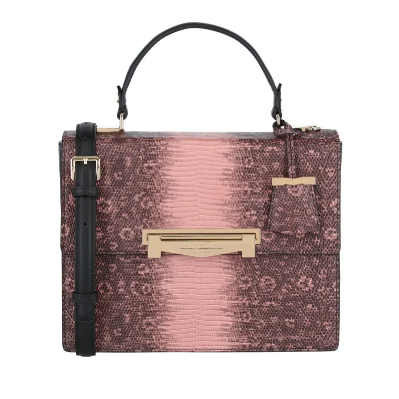 Block M Top-Handle Lizard-Embossed Crossbody Bag - Dusty Rose sold by Bruno Magli