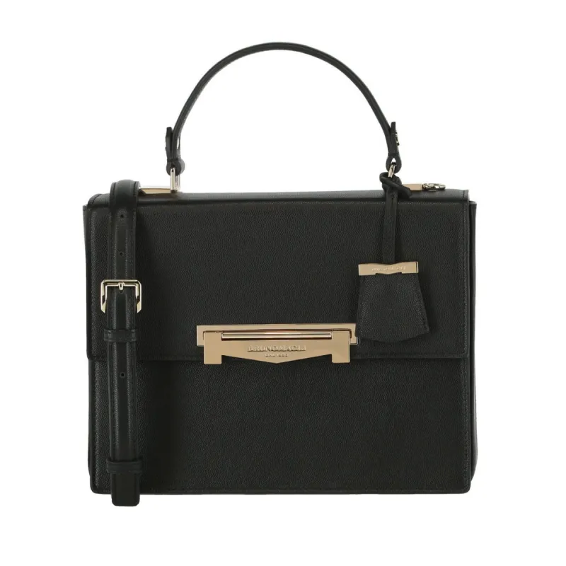 Block M Top-Handle Smooth Leather Crossbody Bag - Black sold by Bruno Magli
