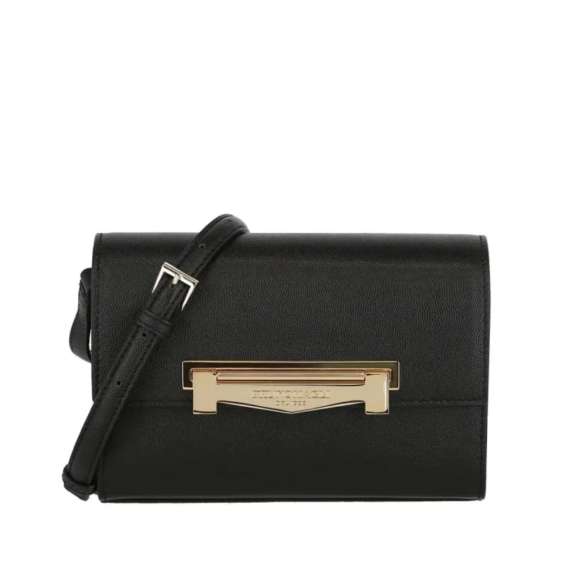Block M Textured Leather Crossbody Bag - Black sold by Bruno Magli