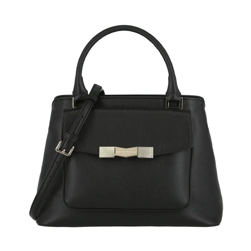 Chiseled M Center-Zip Satchel Handbag - Black sold by Bruno Magli