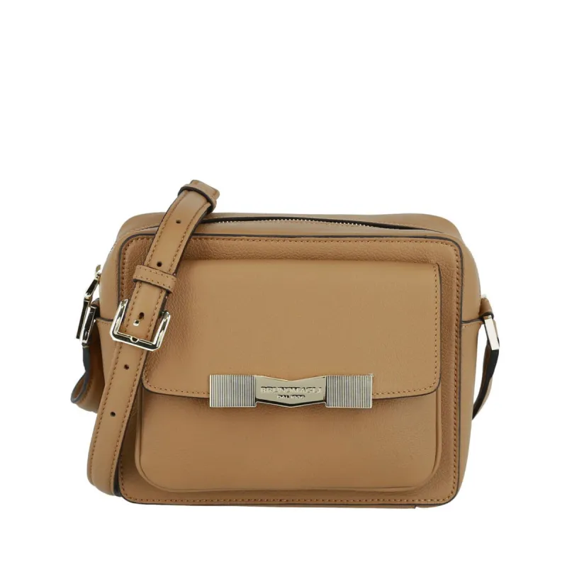 Chiseled M Pebbled Leather Crossbody Camera Bag - Latte sold by Bruno Magli