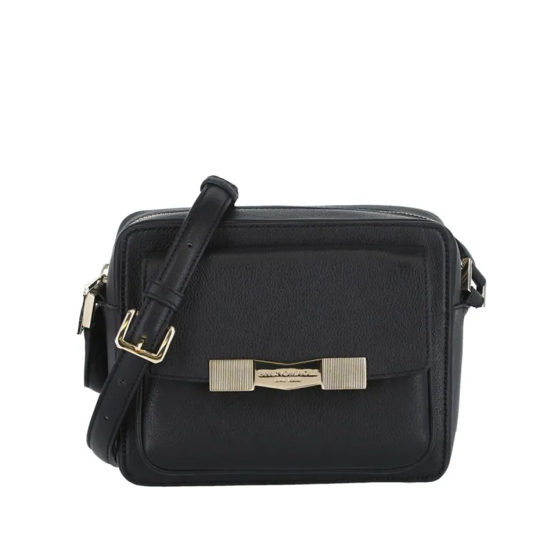 Chiseled M Pebbled Leather Crossbody Camera Bag - Black sold by Bruno Magli