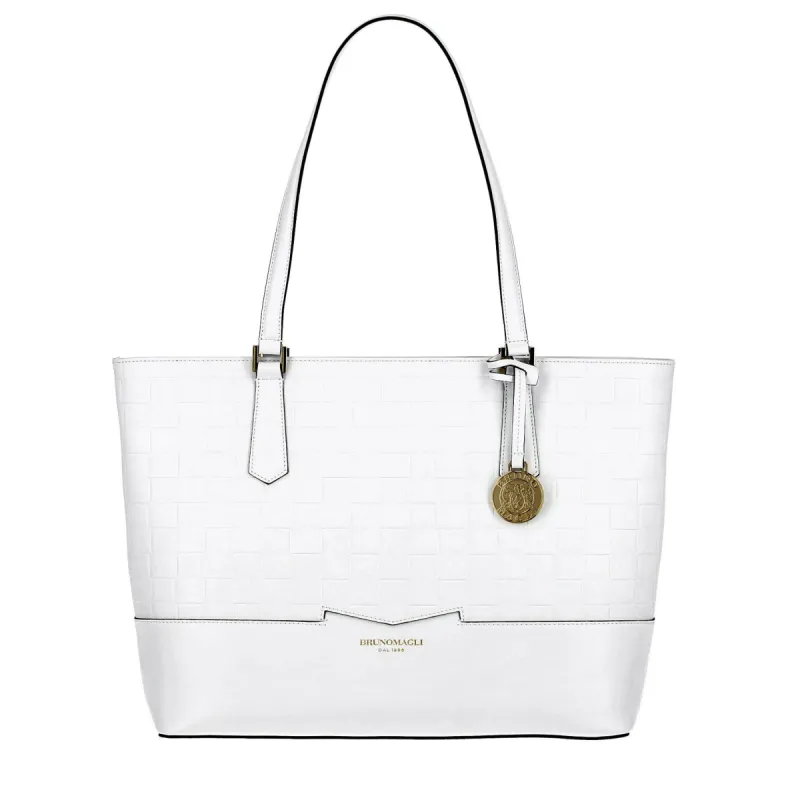 Novelty Woven-Embossed Easy Tote - Talc sold by Bruno Magli