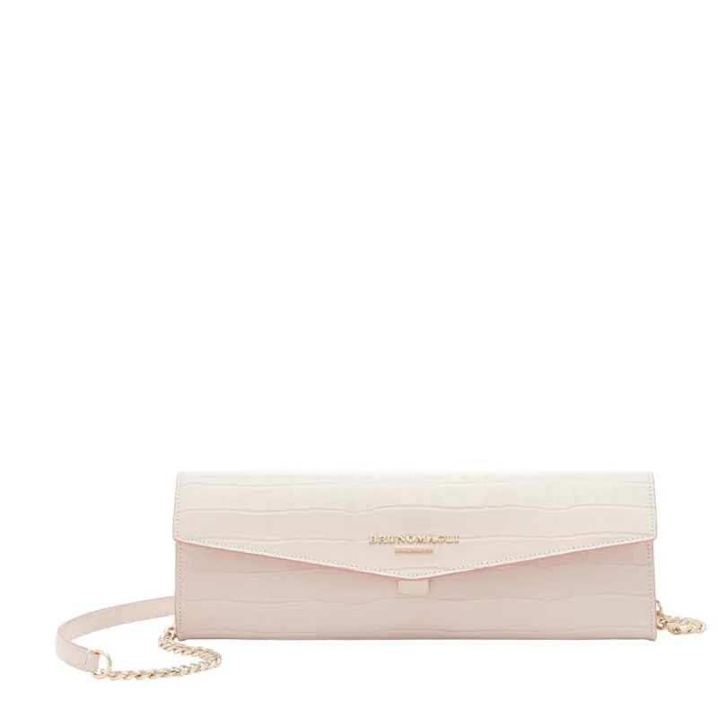 Croc-Embossed Chain Envelope Clutch - Nude sold by Bruno Magli