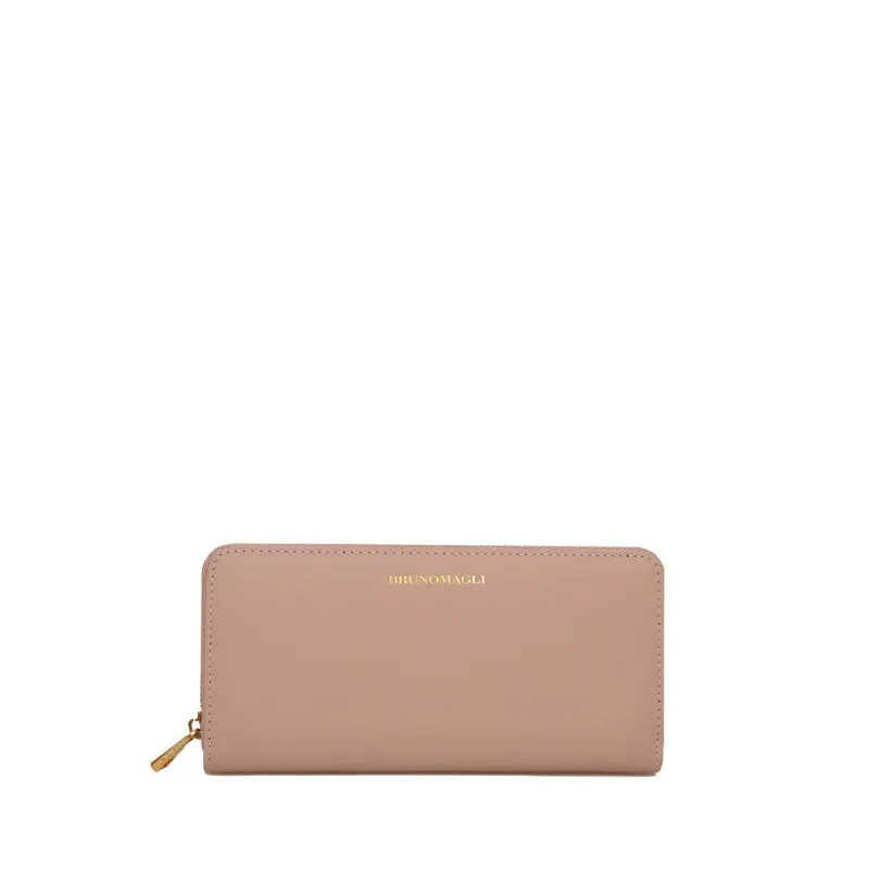 Leather Zip-Around Wallet  - Nude - Online Exclusive sold by Bruno Magli
