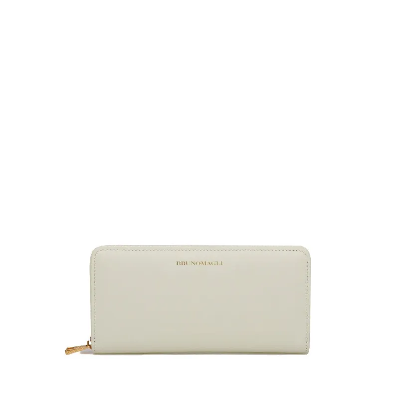 Leather Zip-Around Wallet - White  - Online Exclusive sold by Bruno Magli