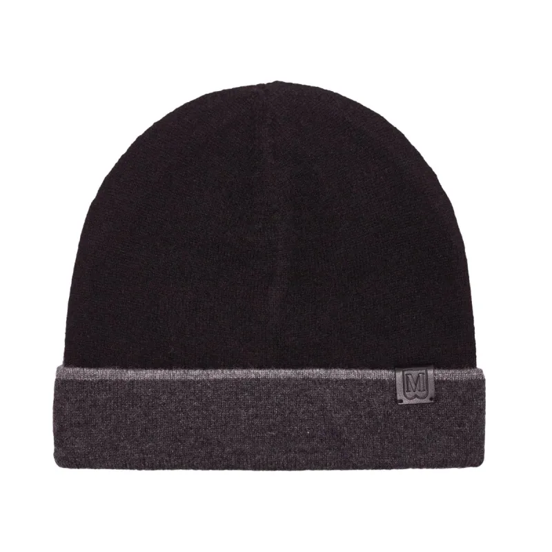 Men's Cashmere Reversible Knit Hat - Black/Grey sold by Bruno Magli