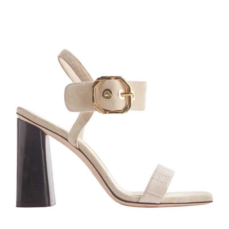 Ellie Heeled Sandal with Buckle - Ivory sold by Bruno Magli