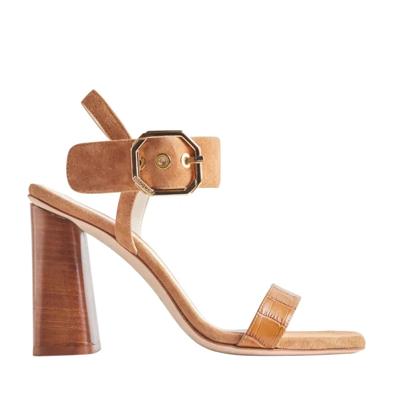 Ellie Heeled Sandal with Buckle - Tan sold by Bruno Magli