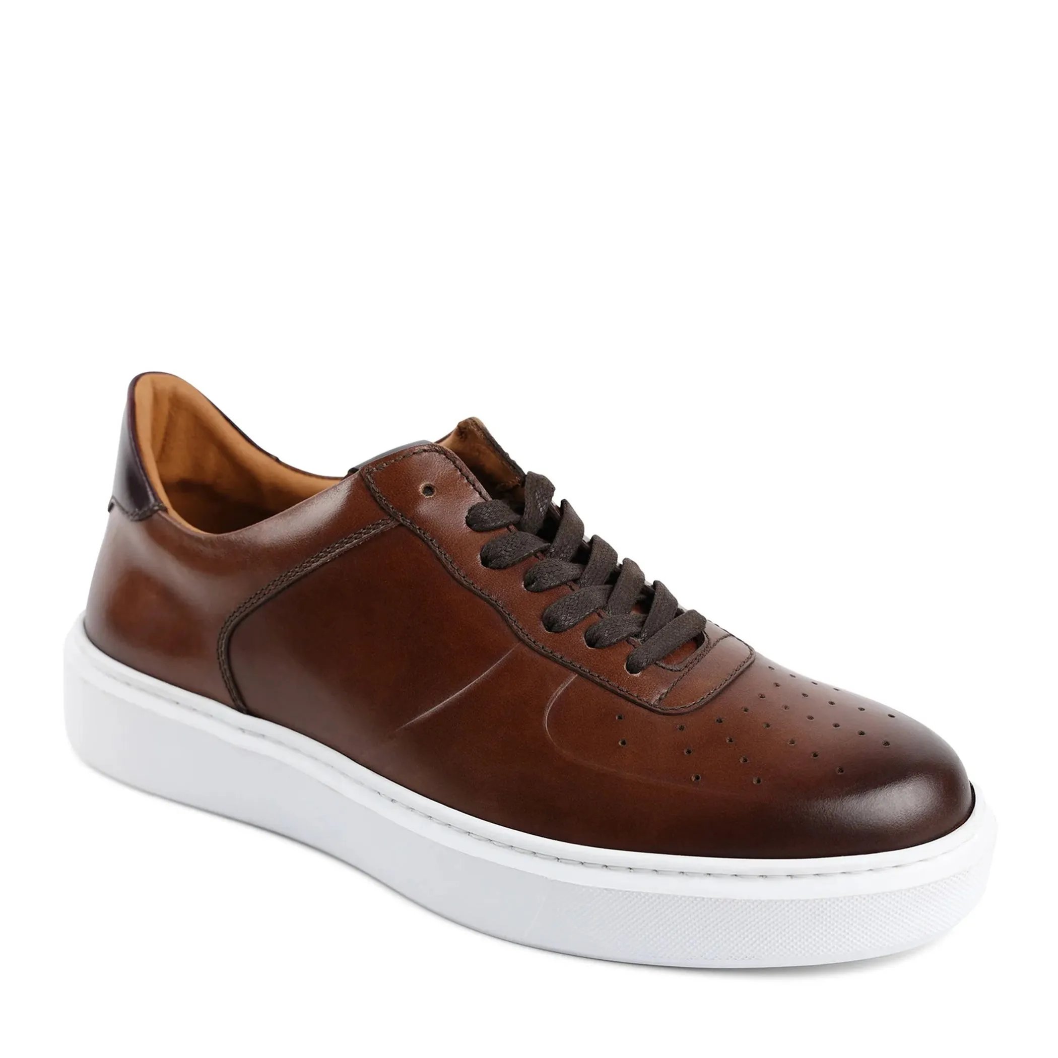 Falcone Leather Sport Lace-Up Sneaker - Cognac sold by Bruno Magli