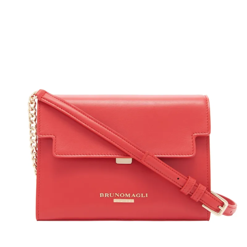 Chain Notched Crossbody Bag - Red sold by Bruno Magli