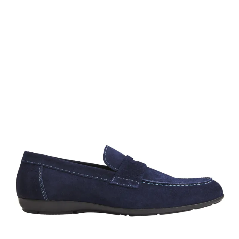 Benito Suede Penny Loafer - Navy sold by Bruno Magli