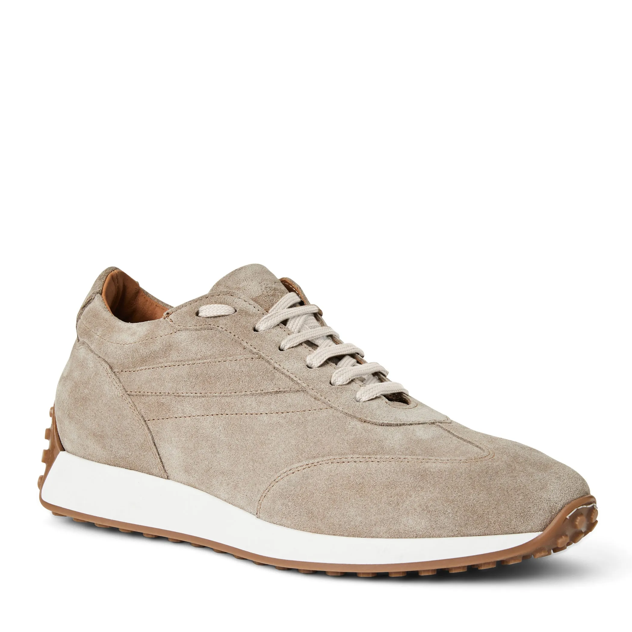 Duccio Mid Suede Jogger Sneaker-Taupe sold by Bruno Magli