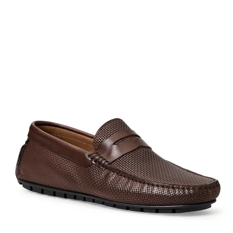 XANE CASUAL WOVEN LEATHER  SLIP-ON DRIVING MOCCASIN-BROWN sold by Bruno Magli